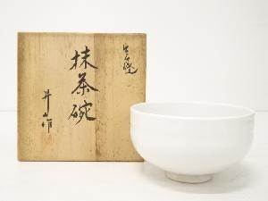 JAPANESE TEA CEREMONY / CHAWAN(TEA BOWL) / WHITE PORCELAIN / IZUSHI WARE / BY SHOZAN KOJIMA